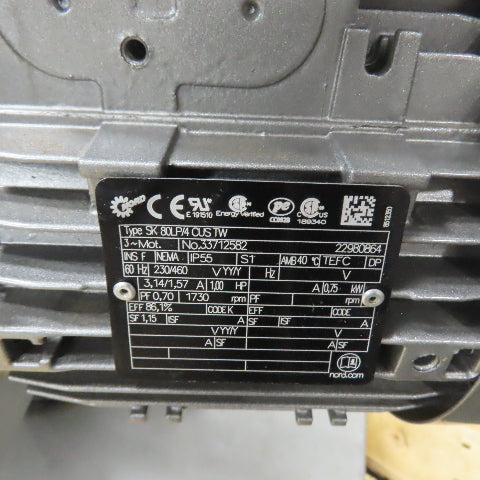 Nord SK 9072.1/32AZMHK-80LP/4 Gear Motor 1912.84:1 Ratio 1HP 3Ph 65948In-Lb