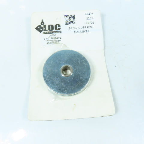 Block Division 00258 Wire Rope Sheave 2-1/2" OD 1/4" Cable 1/2" ID Bearing