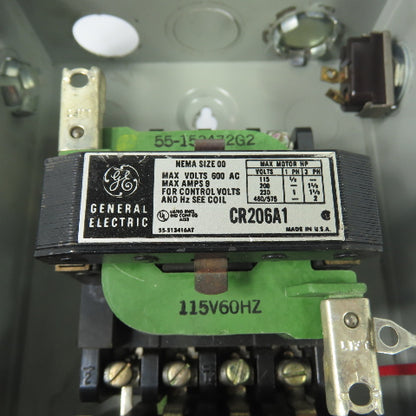 General Electric CR206A1 9A NEMA Size 00 Motor Starter 115V Coil 600VAC