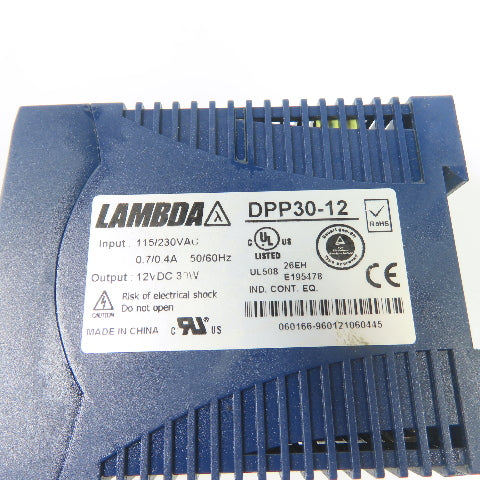 Lambda DPP30-12 DIN Rail Power Supply 115/230VAC Input 12VDC 2.5A Output 30W