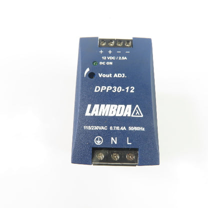 Lambda DPP30-12 DIN Rail Power Supply 115/230VAC Input 12VDC 2.5A Output 30W