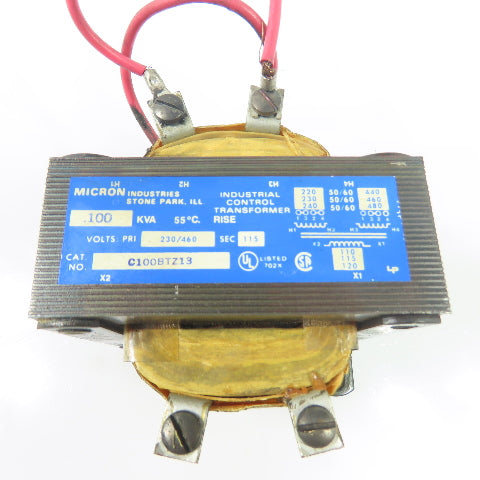 Micron C100BTZ13 Industrial Control Transformer .100 KVA 230/460V PRI 115V SEC