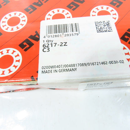 FAG 6217-2Z C3 Deep Groove Ball Bearing Shielded 85x150x28mm