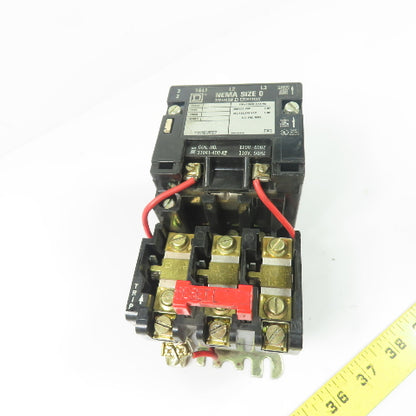Square D 8536 SBG2 NEMA Size 0 Magnetic Motor Starter 120V Coil 600VAC Max