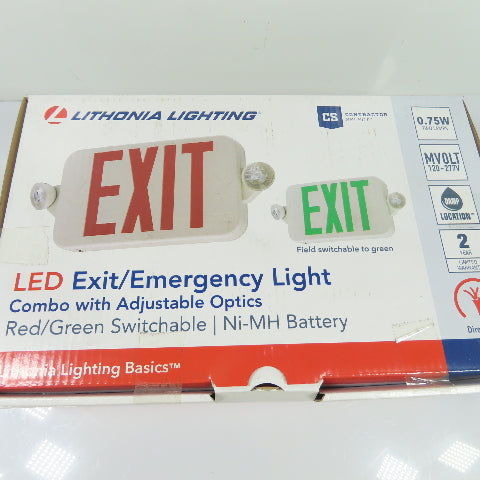 Lithonia ECRG RD M6 LED Exit Emergency Light Combo Red Green Switchable 120-277V