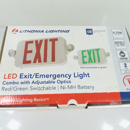 Lithonia ECRG RD M6 LED Exit Emergency Light Combo Red Green Switchable 120-277V