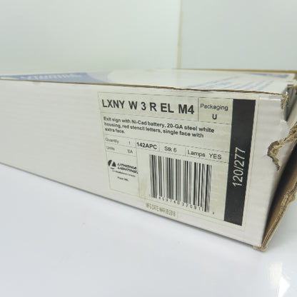Lithonia Lighting LXNY W 3 R EL M4 LED Exit Sign Emergency Light 120/277V