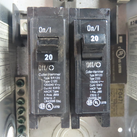 Eaton Cutler-Hammer BR24L70SGP Main Lug Load Center W/ 2 20A Circuit Breakers