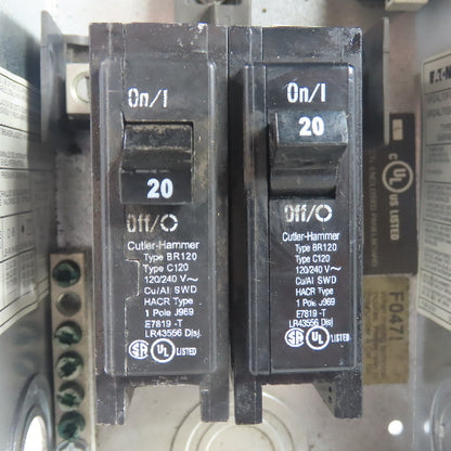 Eaton Cutler-Hammer BR24L70SGP Main Lug Load Center W/ 2 20A Circuit Breakers