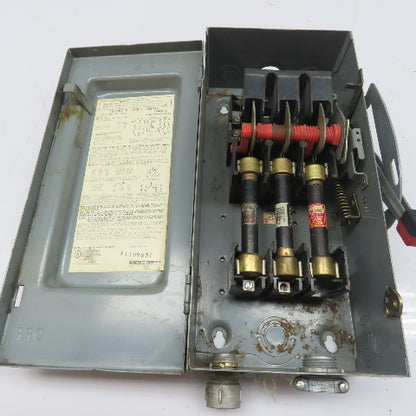 Square D H362 60A 3-Pole Single Throw Fusible Safety Disconnect Switch 600V