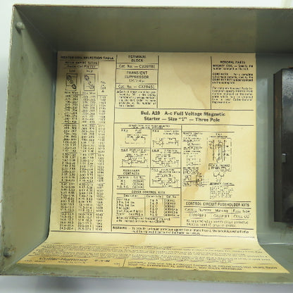 Cutler-Hammer A10AN0 NEMA Size 00 Magnetic Motor Starter 3Ph 9A Max Enclosed