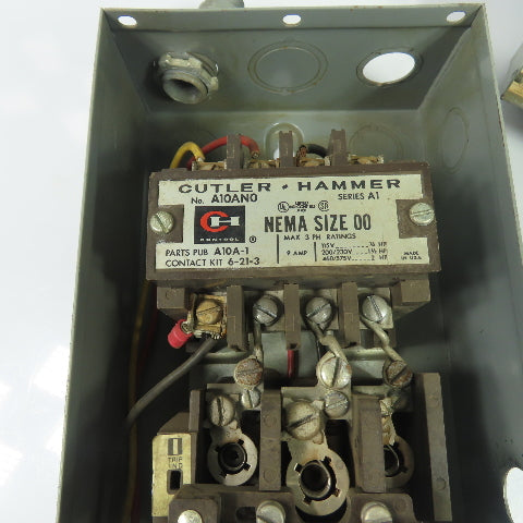 Cutler-Hammer A10AN0 NEMA Size 00 Magnetic Motor Starter 3Ph 9A Max Enclosed