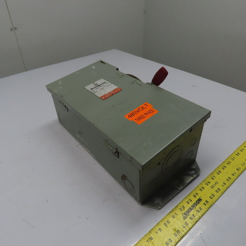 Westinghouse HFN361 30A 3-Pole Fusible Heavy Duty Safety Disconnect Switch 600V