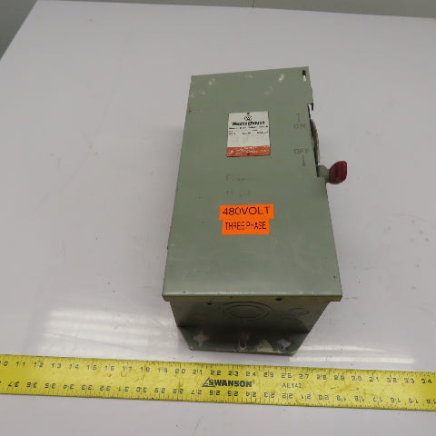 Westinghouse HFN361 30A 3-Pole Fusible Heavy Duty Safety Disconnect Switch 600V
