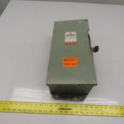 Westinghouse HFN361 30A 3-Pole Fusible Heavy Duty Safety Disconnect Switch 600V