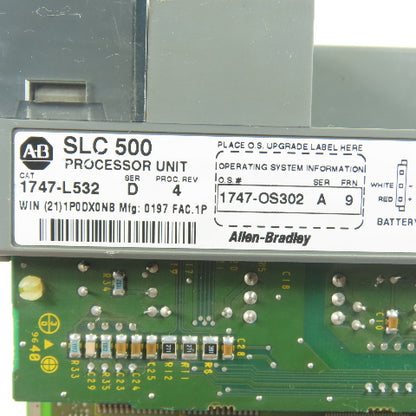 Allen-Bradley 1747-L532 SLC 500 Ser D Rev 4 5/03 CPU Processor Unit W/1747-OS302