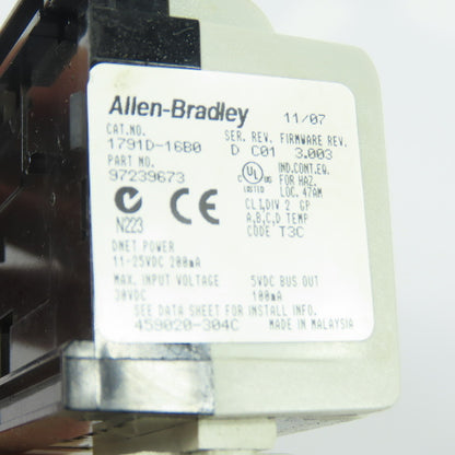 Allen-Bradley 1791D-16B0 CompactBlock I/O 16 Inputs 24VDC DeviceNet SerD Rev C01