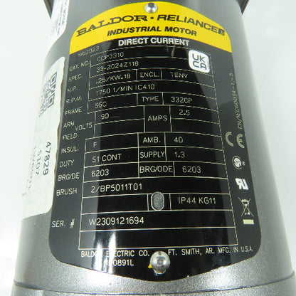 Baldor-Reliance CDP3310 .25HP DC Motor 90VDC 1750RPM 56C Frame NOS