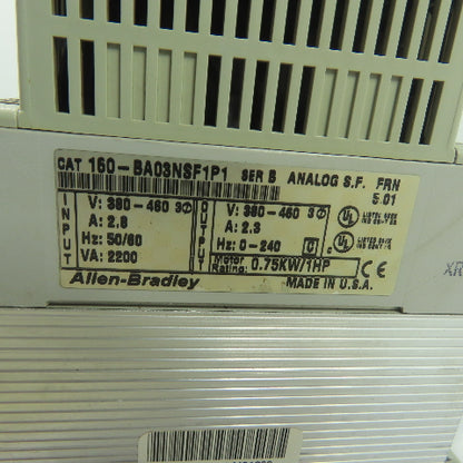 Allen-Bradley 160-BA03NSF1P1 Variable Speed Drive 380-460V 3Ph 0.75kW 1HP