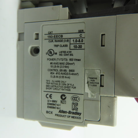 Allen-Bradley 309-AOEJ-EEC NEMA Size 0 Motor Starter 18A 24VDC 1.0-5.0A Overload