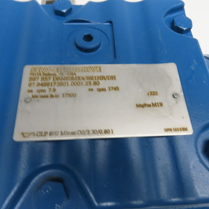 SEW K87 R57 DRN90S4/BE2HR/DH 1.5HP Multi Stage Gearmotor 230/460V 11RPM 158:1