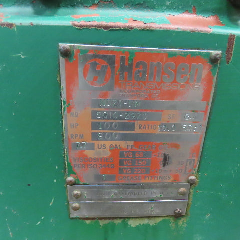 Hansen Transmissions ND21-RN 10.057:1 Ratio GearBox Gear Reducer 900RPM 100HP