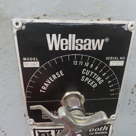 Wellsaw 1270 15" Auto Vise x 17" Frame 3Hp Powerfeed Horizontal Band Saw