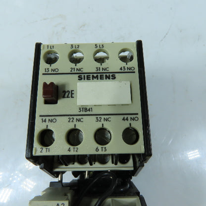 Siemens 3TB41 Motor Starter Contactor 120V 60Hz Coil 8-12.5A Overload Relay