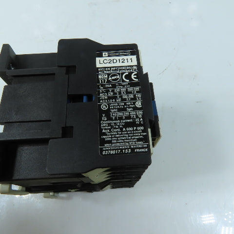 Telemecanique LC2D1211 3-Pole Reversing Contactor 120V 60Hz Coils 25A 600VAC