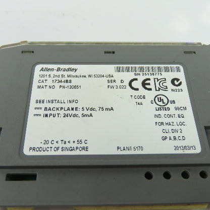 Allen-Bradley 1734-IB8 Point I/O 8-Point Sink Input Module 24VDC Ser D