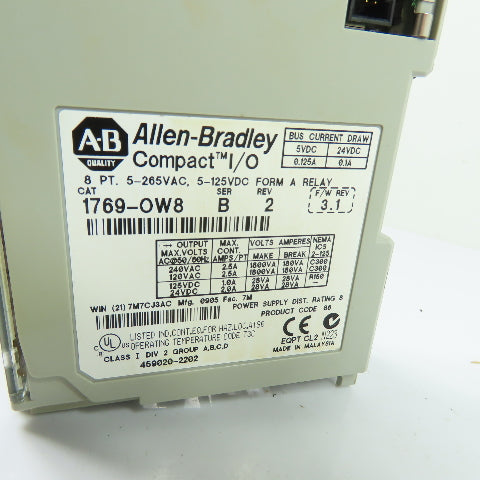 Allen-Bradley 1769-OW8 Compact I/O 8 PT. 5-265VAC 5-125VDC Form A Relay Module