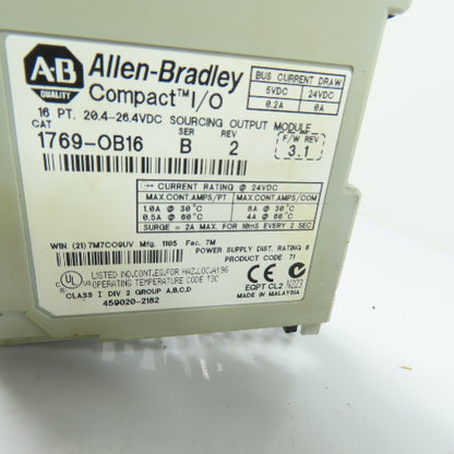 Allen-Bradley 1769-OB16 Compact I/O 16 Pt 24VDC Sourcing Output Module