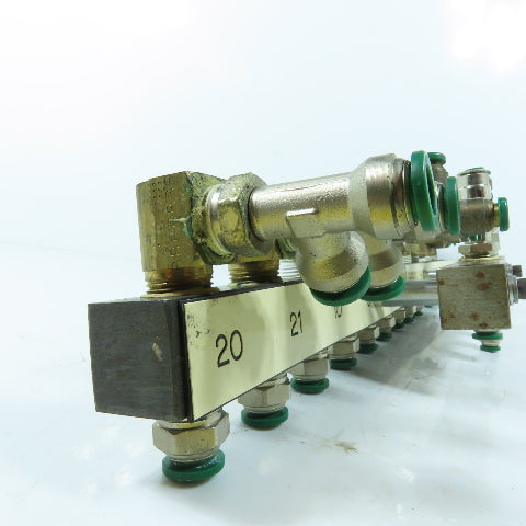 18 Port Outlet Parallel Port Distribution Air Water Manifold 3/8" NPT