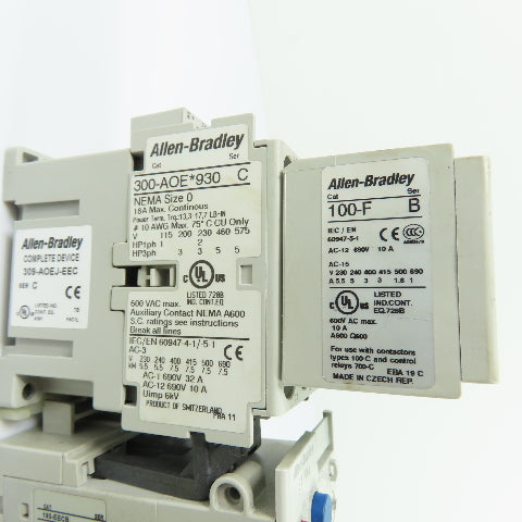 Allen-Bradley 309-AOEJ-EEC NEMA Size 0 Motor Starter 18A 24VDC 1.0-5.0A Overload