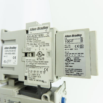Allen-Bradley 309-AOEJ-EEC NEMA Size 0 Motor Starter 18A 24VDC 1.0-5.0A Overload