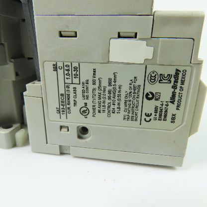 Allen-Bradley 309-AOEJ-EEC NEMA Size 0 Motor Starter 18A 24VDC 1.0-5.0A Overload