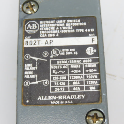 Allen-Bradley 802T-AP Class 802T Oiltight Precision Limit Switch Series F