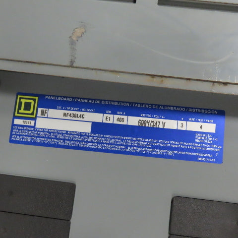 Square D NF430L4C 400A Max 600Y/347V 3Ph Panelboard Load Center W/300A Main