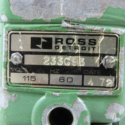 Ross Detroit 233C93 2676A3001 Solenoid Air Control Valve 115V 60Hz 3/8"