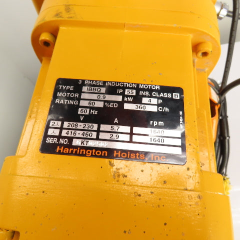 Harrington ER010L 1 Ton 2000LB Electric Chain Hoist 20' Lift 16FPM 460V 3PH