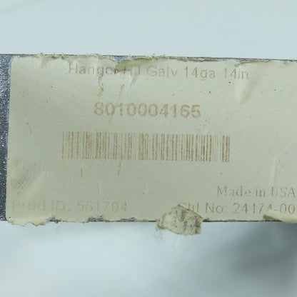 Nordfab 8010004165 Duct Hanger 14" Galvanized Steel 14ga.