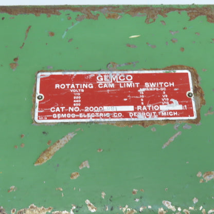 Gemco 2000-98 Rotating Cam Limit Switch 8 Circuit With Drive Sprocket