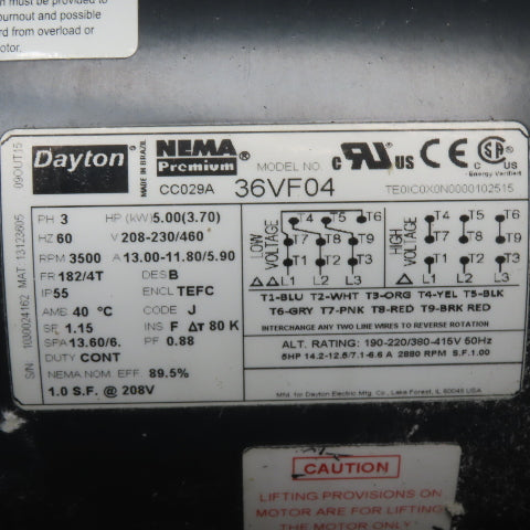 Dayton 4C131A Belt Drive Industrial High Pressure Blower Package 5HP 3Ph