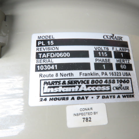 Conair PL 15 Powder Loader Filtered Receiver Hopper 115VAC 1Ph