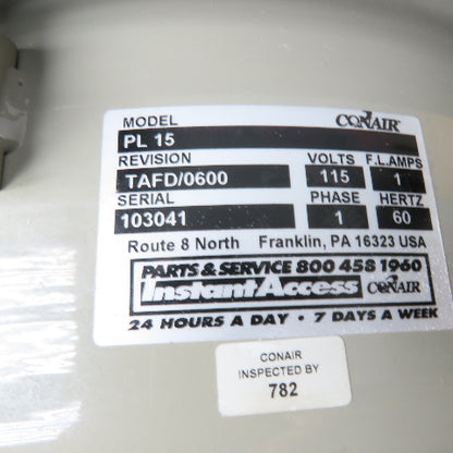 Conair PL 15 Powder Loader Filtered Receiver Hopper 115VAC 1Ph