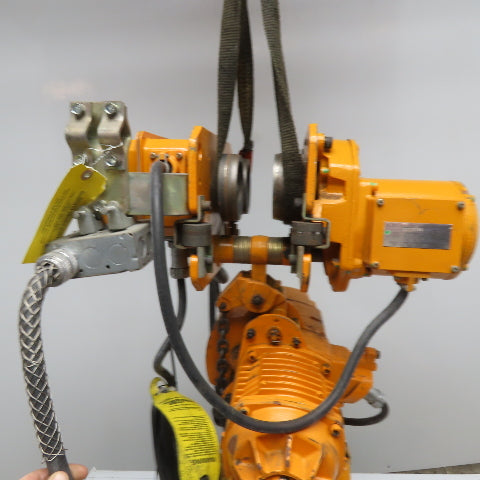 Harrington MS3E-895 1 Ton Electric Hoist 15' Travel 13FPM Power Trolley Tested