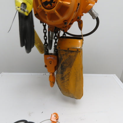 Harrington MS3E-895 1 Ton Electric Hoist 15' Travel 13FPM Power Trolley Tested