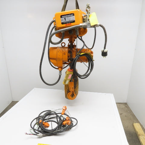 Harrington MS3E-895 1 Ton Electric Hoist 15' Travel 13FPM Power Trolley Tested