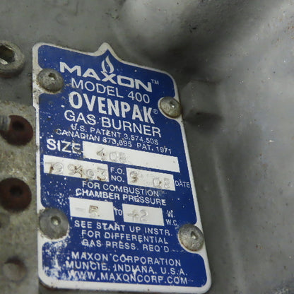 Maxon Model 400 OVENPAK Size 425 Gas Burner 230/460V 3Ph W/ Blower
