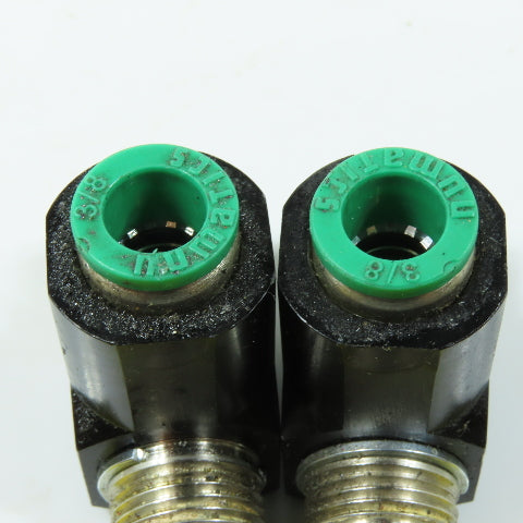 Numatics 3/8" NPT Right Angle Flow Control Valves 3/8" Push To Connect Lot Of 2